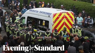 Glasgow Protesters surround van to stop immigration removals as detained are released by police [upl. by Ursulina]