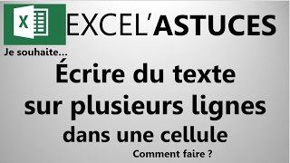 EXCEL  DANS UNE CELLULE ÉCRIVEZ DU TEXTE SUR PLUSIEURS LIGNES 28 [upl. by Akeemat]