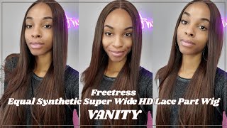 Glamourtress  Freetress Equal Synthetic Super Wide HD Lace Part Wig  VANITY [upl. by Neira]