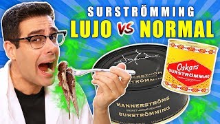 Probando SURSTRÖMMING DE LUJO VS NORMAL  RETO Comida que peor huele del mundo [upl. by Lrigybab]