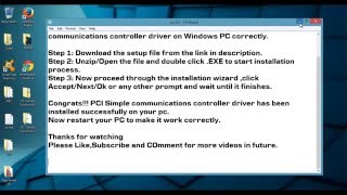 PCI Simple Communications Controller Driver Windows 107881VistaXP 6432 bit Download HD [upl. by Malvia]