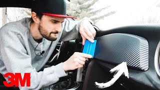 How to CARBON FIBER Wrap Your Car Interior  3M DINOC [upl. by Carmine]