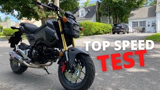 Honda Grom Top Speed Test  with 230 lb Rider [upl. by Iuq]