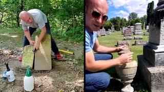 Why This Man Cleans Cemetery Headstones on TikTok [upl. by Francesca]