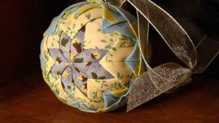 Quilted Christmas Ornament No Sew  Folded Fabric Balls [upl. by Maier]