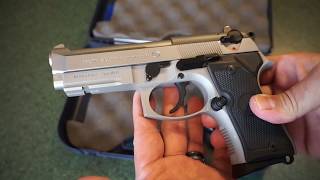 Beretta 92FS Compact inox finish tabletop review M9A1 [upl. by Hoisch593]