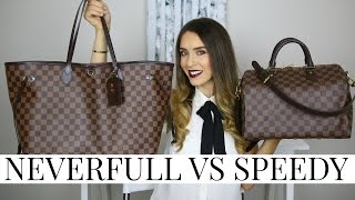 LOUIS VUITTON NEVERFULL VS SPEEDY  Pros Cons amp Review  Shea Whitney [upl. by Natsirt797]