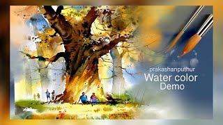 Evening light in watercolor  watercolor demo by prakashanputhur [upl. by Gena]