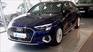 All New Audi A3 8Y 20202021 in Navarra Blue dynamic turning signal interior walkaround [upl. by Annola]