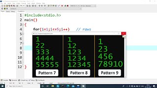 Pattern Programs in C Language  Part 3  Number Pattern [upl. by Weingarten330]