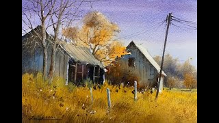 How to paint village in watercolor painting demo by javid tabatabaei [upl. by Esilenna]