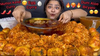 SPICY MUTTON KALEJI CURRY WITH DUM ALOO BIRYANI AND SPICY EGG CURRY  ASMR EATING MUKBANG [upl. by Humberto]