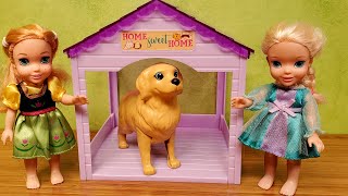 Pet Vet  Elsa amp Anna toddlers take their dog to Barbie the doctor [upl. by Llohcin898]