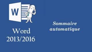 tuto Word 20132016  Sommaire Automatique [upl. by Chantal]