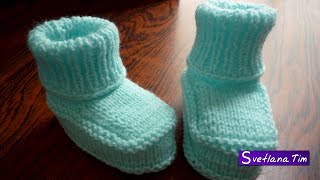 Как связать Детские ПИНЕТКИ СПИЦАМИ baby booties Подробный мастер класс  Вязание спицами [upl. by Feerahs]