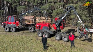 Holzernte  Durchforstung Baumfällung KOMATSU Harvester amp Forwarder Forstarbeit wood forest machine [upl. by Othelia]