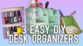 3 EASY DIY Desk Organizer Ideas [upl. by Marlette]