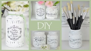 DIY  Nostalgische Dekogläser im Shabby Chic Stil  Transfertechnik Decalfolie  Upcyclingidee [upl. by Nylssej273]