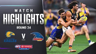 West Coast Eagles v Adelaide Crows Highlights  Round 24 2023  AFL [upl. by Nahsrad]