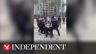 Black Lives Matter protesters in violent confrontations with Miami police [upl. by Aitnahs605]