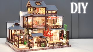 DIY Miniature Dollhouse Kit  Elegant Spring Garden  Jappanese Villa  Relaxing Satisfying Video [upl. by Lyford562]