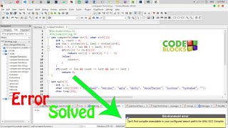 Fix Code Blocks Environment Error Cant find compiler executable in your configured search path [upl. by Janicki]