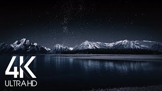 8 Hours Nighttime Ambience  4K Grand Teton and Milky Way  Nature soundscapes [upl. by Lilli547]