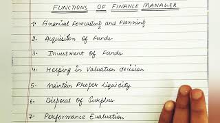 Functions Of Finance Manager [upl. by Jeggar]