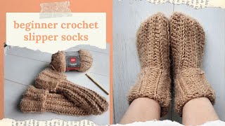 Beginner Friendly Crochet Slipper Socks  quick project [upl. by Robin]