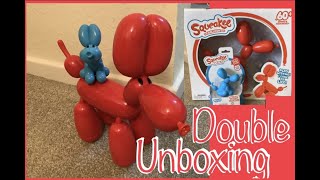 Double unboxing of Squeakee Balloon Dog amp Squeakee Minis Heelie The Puppy [upl. by Nnyltiac]