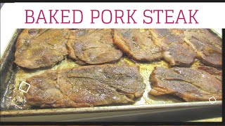 HOW TO MAKE OVEN BAKED PORK STEAK [upl. by Nonnahsal]