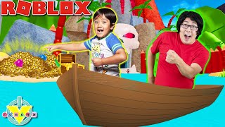 Ryan amp Daddy BUILD A BOAT FOR TREASURE in Roblox Where’s the Treasure [upl. by Karna]