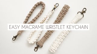 DIY MACRAME WRISTLET KEYCHAIN  EASY MACRAME TUTORIAL  MACRAME FOR BEGINNERS [upl. by Kaitlynn950]