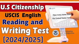 USCIS Official English Reading and Writing ✍️ Test for the US Citizenship interview 2025 Version [upl. by Nyliram]