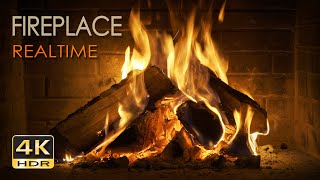 4K HDR Fireplace REALTIME  6 Hours  Relaxing Fire Burning Video amp Crackling Sounds  NO LOOP  UHD [upl. by Tollmann848]