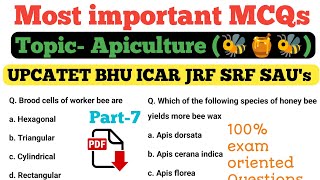 Important MCQs on Apiculture Honey bee farmingApiculture MCQ part7 [upl. by Eigroeg]