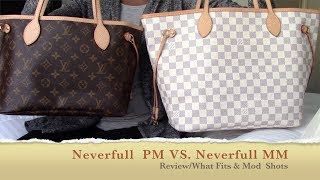 Louis Vuitton Neverfull PM VS MM Reviewwhat fitsMod Shots [upl. by Nothsa]