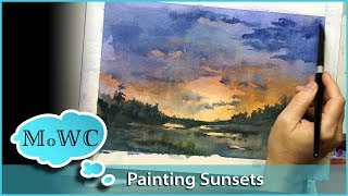 How to Make a Sunset Glow in Watercolor [upl. by Inalaehon]