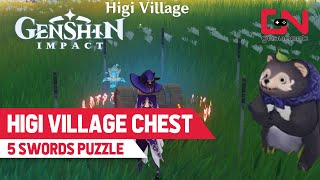 Higi Village Chest  Genshin Impact  How to Solve Puzzle amp Unlock This Sword Locked Chest [upl. by Lashoh602]