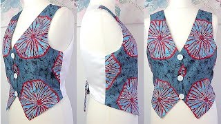 Easy sewing tutorial  How to Sew a Jacket  Vest  Waistcoat  Jacket cutting and stitching [upl. by Orrocos]