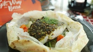 Parchment Baked Barramundi with Almond Pesto [upl. by Zetta]