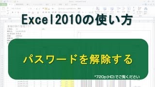 パスワードを解除する Excel2010 [upl. by Atilrep]