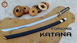 Forging Katana Sword out of Rusty Engine gear [upl. by Weaver]