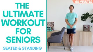 60Minute Senior Full Body Workout Seated amp Standing [upl. by Ecinnej]