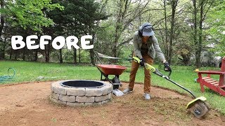 How to Make a Fire Pit Seating Area Backyard Makeover  Thrift Diving [upl. by Eirlav]