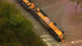 Flooding causes train derailment [upl. by Currier]