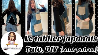 TUTO COUTURE DIY  Tablier japonais  Tablier de cuisine sans patron [upl. by Livi]