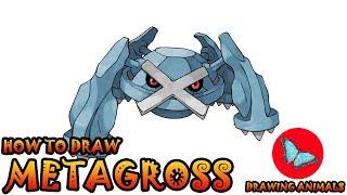 How To Draw Metagross Pokemon  Coloring and Drawing For Kids [upl. by Sibbie]