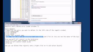 How to delete a Registry entry Error Deleting Key [upl. by Eniamurt]