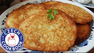 Potato Latkes Recipe  Bramborák  Czech Cookbook [upl. by Nanek]